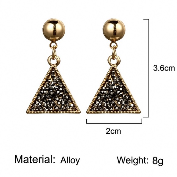 2/$20!  Gold/Black Crystal Triangle Earrings - Picture 6 of 8
